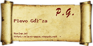 Plevo Géza névjegykártya